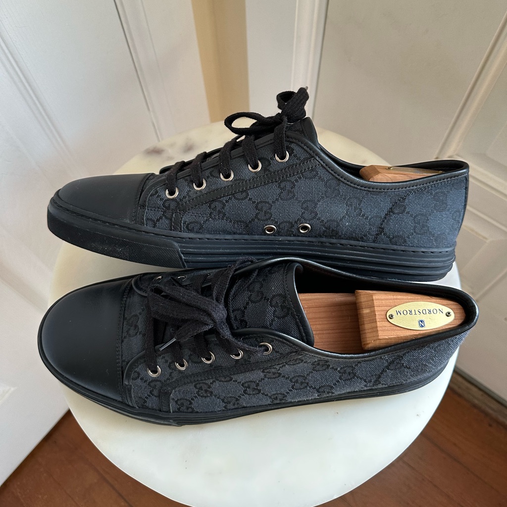 Gucci Gg Canvas Sneakers Black Low Top Men’s Size 10